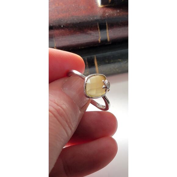 Chic Rhodium-Plated Size 9 Ring with Yellow Faceted Gemstone and Star Accent - Picture 9 of 10